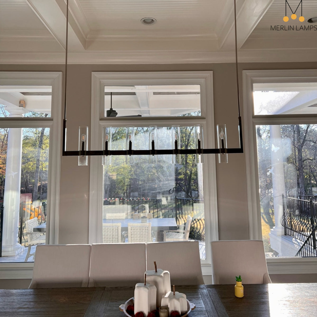 Nova Luxury Linear Glass Chandelier For Kitchen Island Dining Room