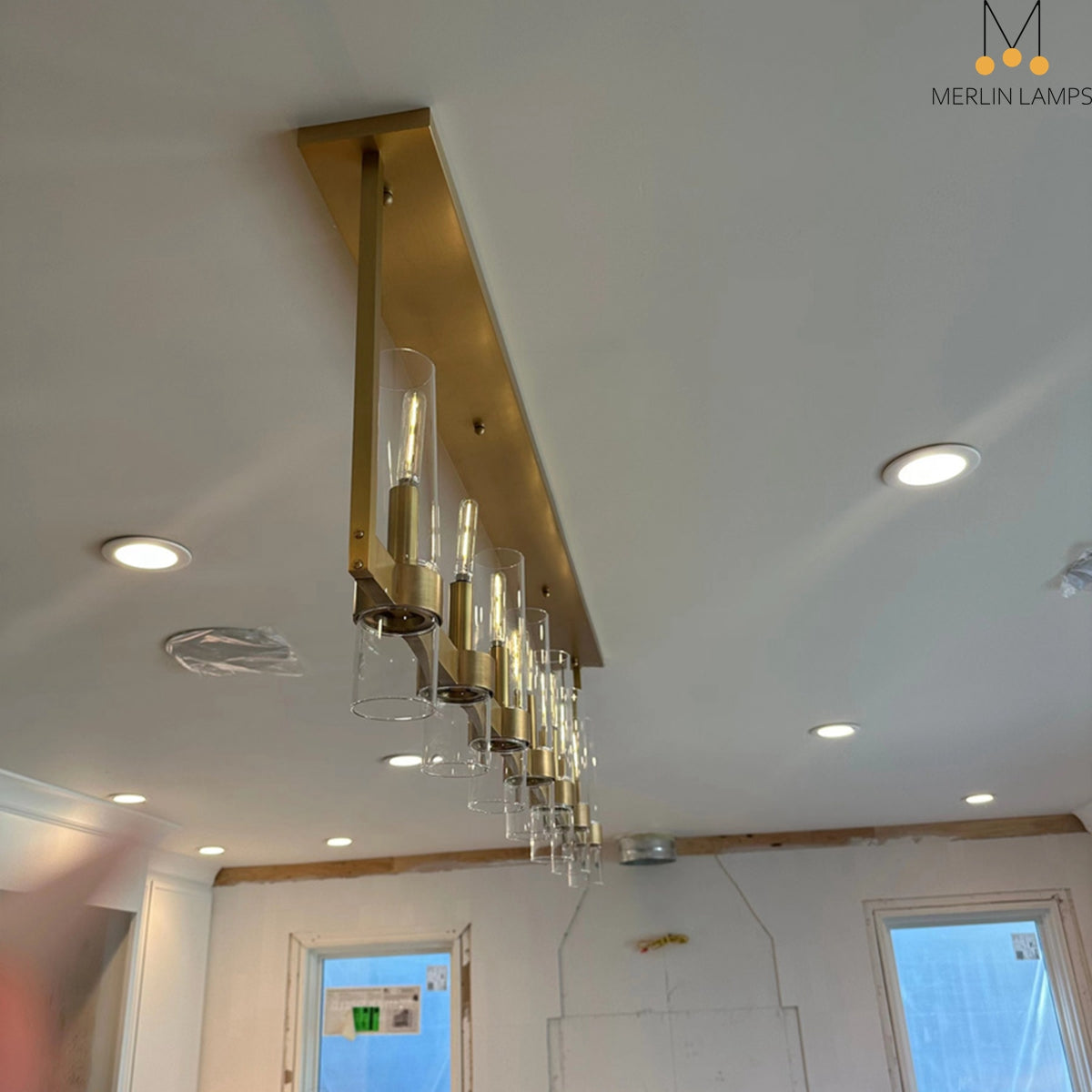 Nova Luxury Linear Glass Chandelier For Kitchen Island Dining Room