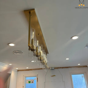 Nova Luxury Linear Glass Chandelier For Kitchen Island Dining Room