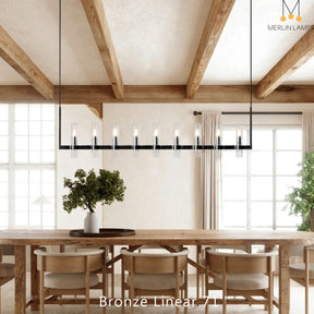 Nova Luxury Linear Glass Chandelier For Kitchen Island Dining Room