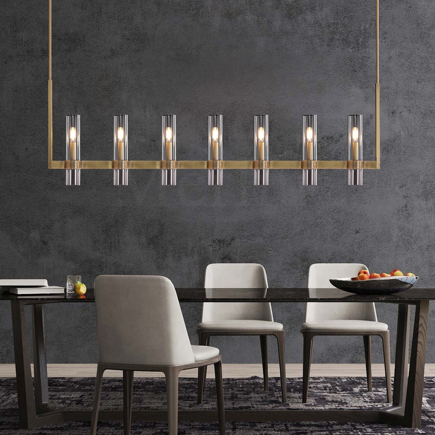 Nova Luxury Linear Glass Chandelier For Kitchen Island Dining Room