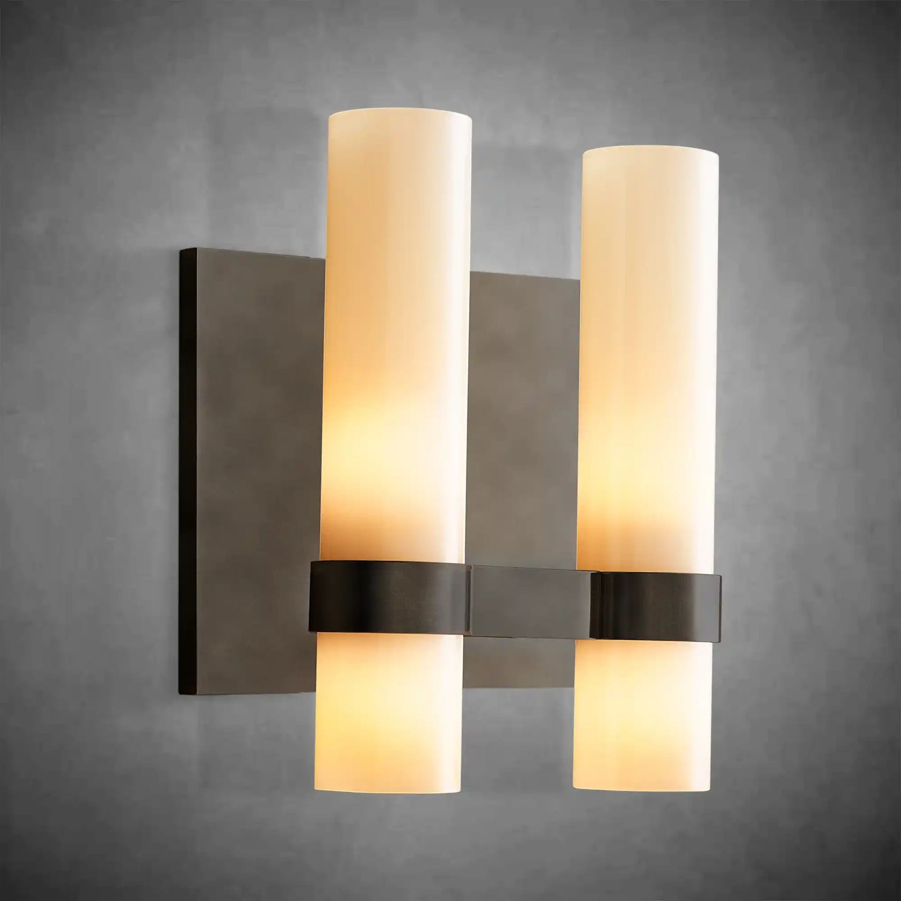 Nova Milk Glass Double Wall Sconce – Brass Bronze Nickel Finishes