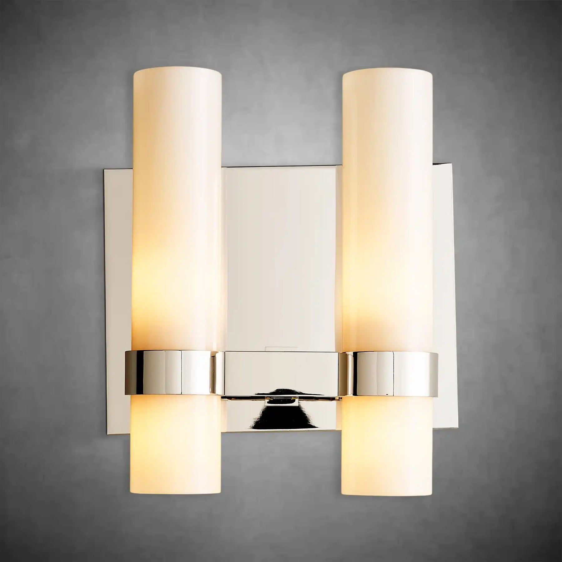 Nova Milk Glass Double Wall Sconce – Brass Bronze Nickel Finishes