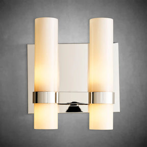 Nova Milk Glass Double Wall Sconce – Brass Bronze Nickel Finishes