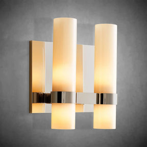 Nova Milk Glass Double Wall Sconce – Brass Bronze Nickel Finishes