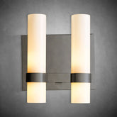Nova Milk Glass Double Wall Sconce – Brass Bronze Nickel Finishes