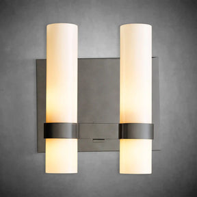 Nova Milk Glass Double Wall Sconce – Brass Bronze Nickel Finishes