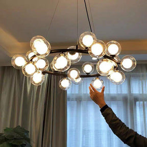 Modern Glass Round Chandelier For Living Room - Melin Lamps