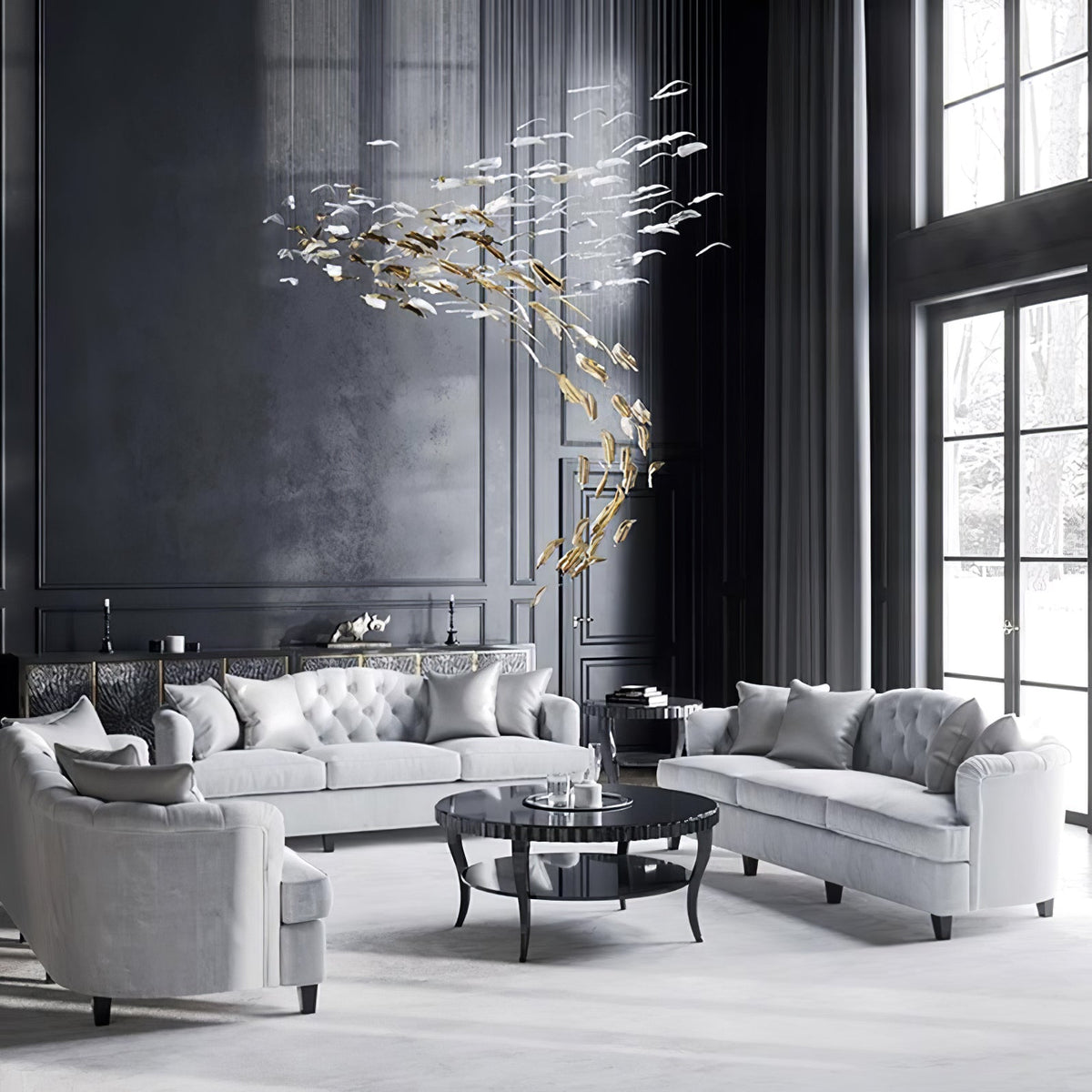 Odette Glass Feathers Chandelier,  Customized Modern Chandelier For Lobby,Hallway,Staircase