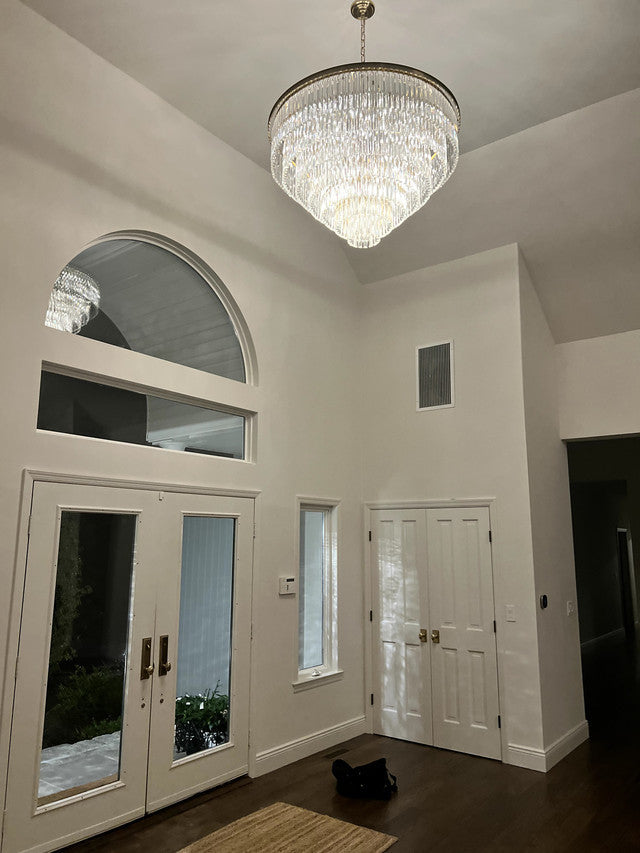 Odiana Series K9 Crystal Chandelier Round / Linear Chandelier Flushmount For Living Room Dinning Room