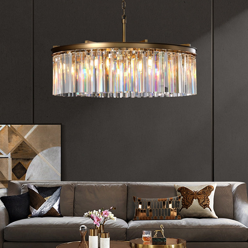Odiana Series K9 Crystal Chandelier Round / Linear Chandelier Flushmount For Living Room Dinning Room