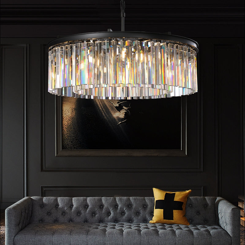 Odiana Series K9 Crystal Chandelier Round / Linear Chandelier Flushmount For Living Room Dinning Room