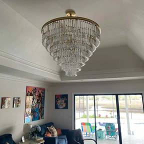 Odiana Series K9 Crystal Chandelier Round / Linear Chandelier Flushmount For Living Room Dinning Room