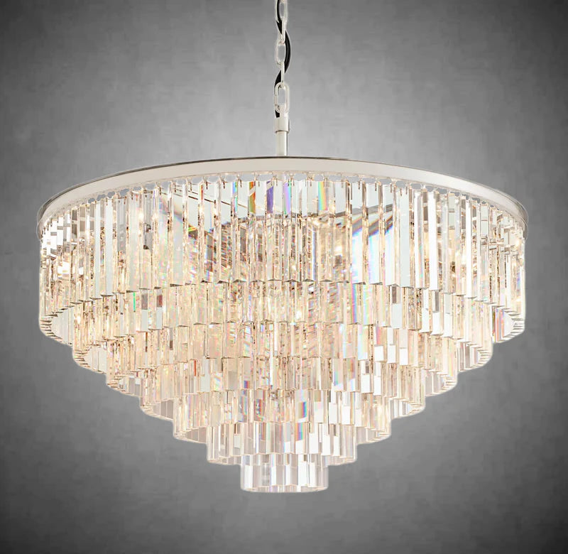 Odiana Series K9 Crystal Tiered Round Chandelier 19" 31" 43" Chandelier For Living Room Dinning Room