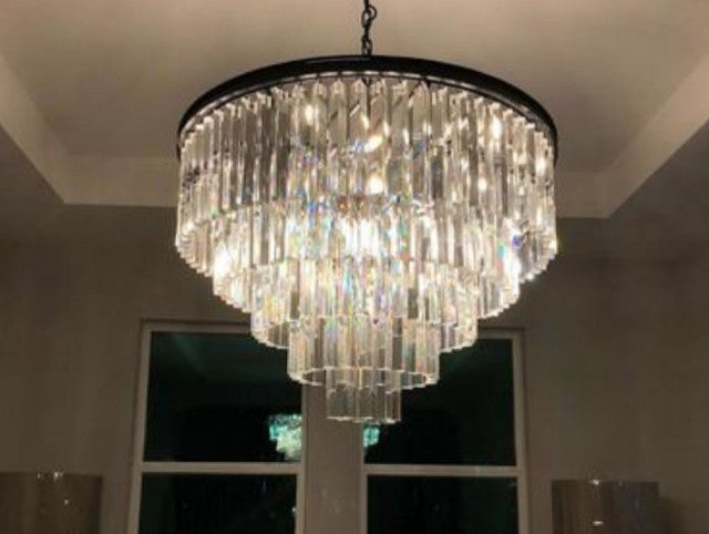 Odiana Series K9 Crystal Tiered Round Chandelier 19" 31" 43" Chandelier For Living Room Dinning Room