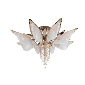 Open-Flower Crystal Murano Flushmount
