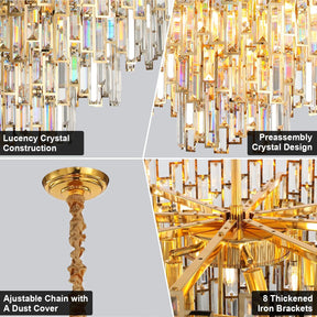 Opulent 31.5" Gold Crystal Chandelier: 4-Tier Modern Round K9 Pendant Light