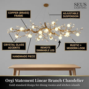 Orgi Statement Linear Branch Chandelier - Gold47.24"(120cm)Warm white 3000KMerlinlamps