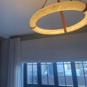 Oslo Pendant Alabaster Chandelier, Halo Ring Chandelier