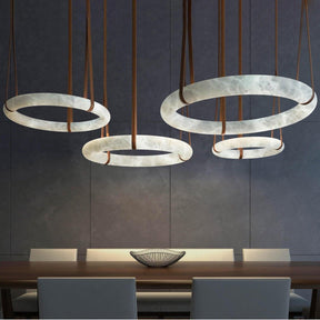 Oslo Pendant Alabaster Chandelier, Halo Ring Chandelier