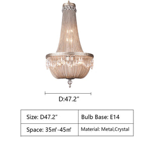 Oversize Modern Metal Art Luxury Crystal Chandelier for Duplex Hall/Staircase/Villa/Foyer