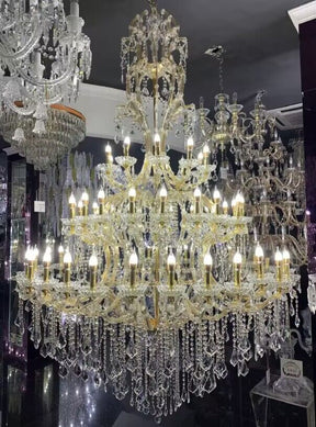 Oversized Luxury Traditional Gold/Chrome Candle Branch Crystal Chandelier for 2-story/Duplex Buildings