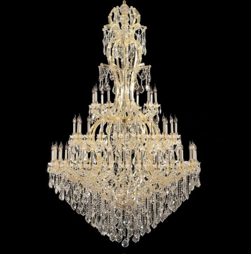 Oversized Luxury Traditional Gold/Chrome Candle Branch Crystal Chandelier for 2-story/Duplex Buildings