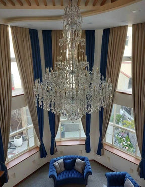 Oversized Luxury Traditional Gold/Chrome Candle Branch Crystal Chandelier for 2-story/Duplex Buildings