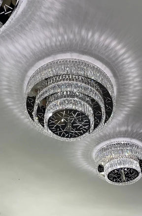 Oversized Modern Creative Flush Mount Round Multi-layers Crystal Pendant Chandelier for Living/Dining Room/Hallway