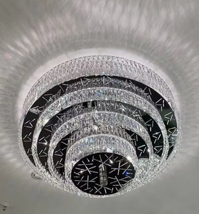 Oversized Modern Creative Flush Mount Round Multi-layers Crystal Pendant Chandelier for Living/Dining Room/Hallway