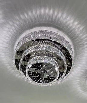 Oversized Modern Creative Flush Mount Round Multi-layers Crystal Pendant Chandelier for Living/Dining Room/Hallway