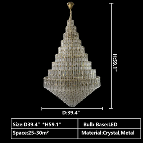 Oversized Multi-layers Honeycomb Luxury Ceiling Crystal Chandelier For Big Hallway/Foyer/Entryway