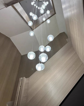 Oversized Nordic Art Round Air Bubbles Pendant Chandelier for Stairs/Spiral Staircase/Hotel Lobby