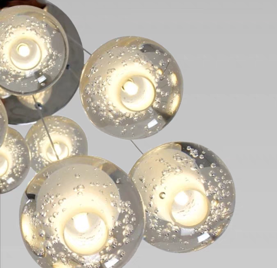 Oversized Nordic Art Round Air Bubbles Pendant Chandelier for Stairs/Spiral Staircase/Hotel Lobby