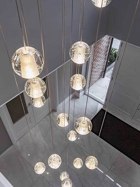 Oversized Nordic Art Round Air Bubbles Pendant Chandelier for Stairs/Spiral Staircase/Hotel Lobby