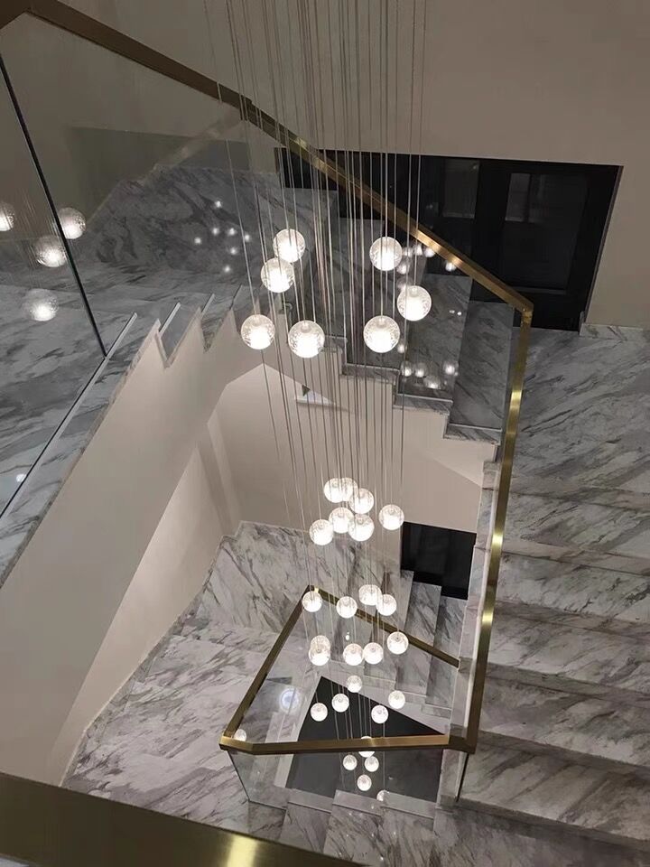 Oversized Nordic Art Round Air Bubbles Pendant Chandelier for Stairs/Spiral Staircase/Hotel Lobby