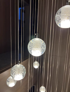 Oversized Nordic Art Round Air Bubbles Pendant Chandelier for Stairs/Spiral Staircase/Hotel Lobby