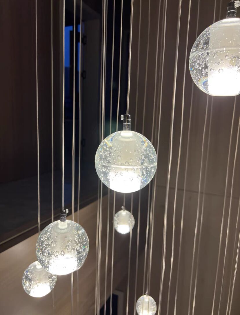 Oversized Nordic Art Round Air Bubbles Pendant Chandelier for Stairs/Spiral Staircase/Hotel Lobby