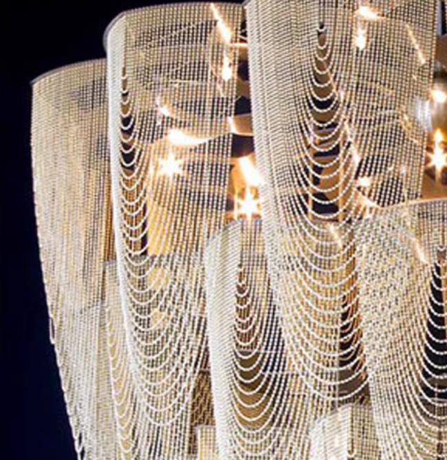 Oversized Post-Modern Aluminium Chain Tassel Pendant Chandelier for Large Living Room/Staircase/Villa