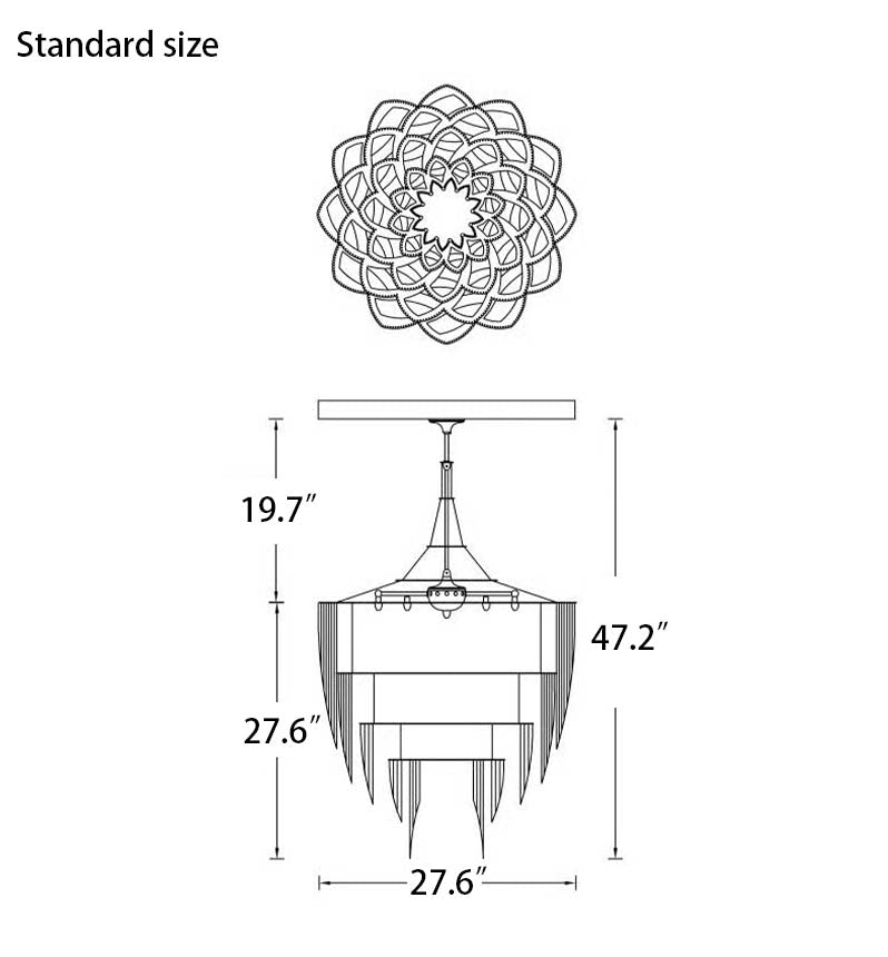 Oversized Post-Modern Aluminium Chain Tassel Pendant Chandelier for Large Living Room/Staircase/Villa