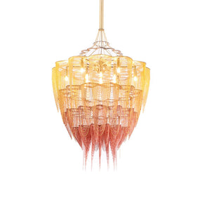 Oversized Post-Modern Aluminium Chain Tassel Pendant Chandelier for Large Living Room/Staircase/Villa