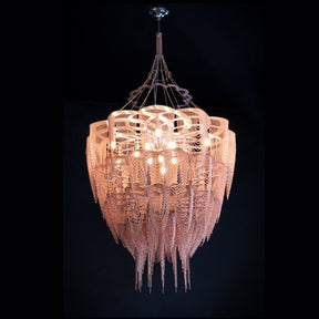 Oversized Post-Modern Aluminium Chain Tassel Pendant Chandelier for Large Living Room/Staircase/Villa