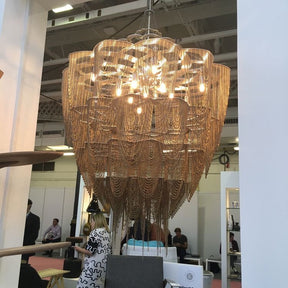 Oversized Post-Modern Aluminium Chain Tassel Pendant Chandelier for Large Living Room/Staircase/Villa