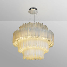 Art Selenite Layer Round Chandelier - Merlin Lamps