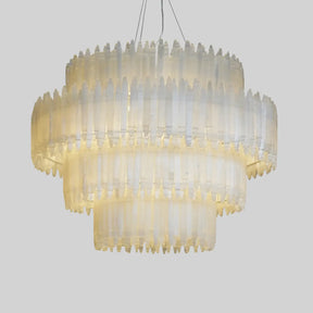 Art Selenite Layer Round Chandelier - Merlin Lamps