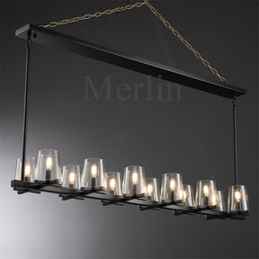 Paul Clear Glass Linear Chandelier, Home Decoration Lamp for Living Room, Bedroom, Dining Room