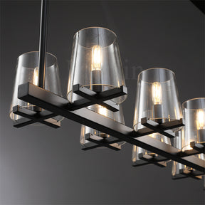 Paul Clear Glass Linear Chandelier, Home Decoration Lamp for Living Room, Bedroom, Dining Room