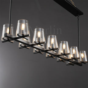 Paul Clear Glass Linear Chandelier, Home Decoration Lamp for Living Room, Bedroom, Dining Room