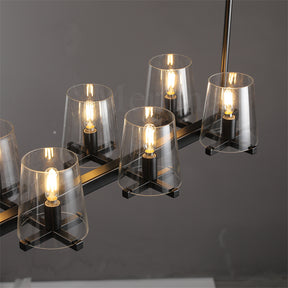 Paul Clear Glass Linear Chandelier, Home Decoration Lamp for Living Room, Bedroom, Dining Room