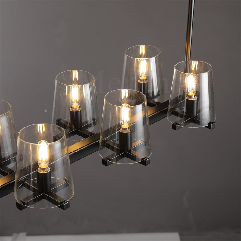 Paul Clear Glass Linear Chandelier, Home Decoration Lamp for Living Room, Bedroom, Dining Room